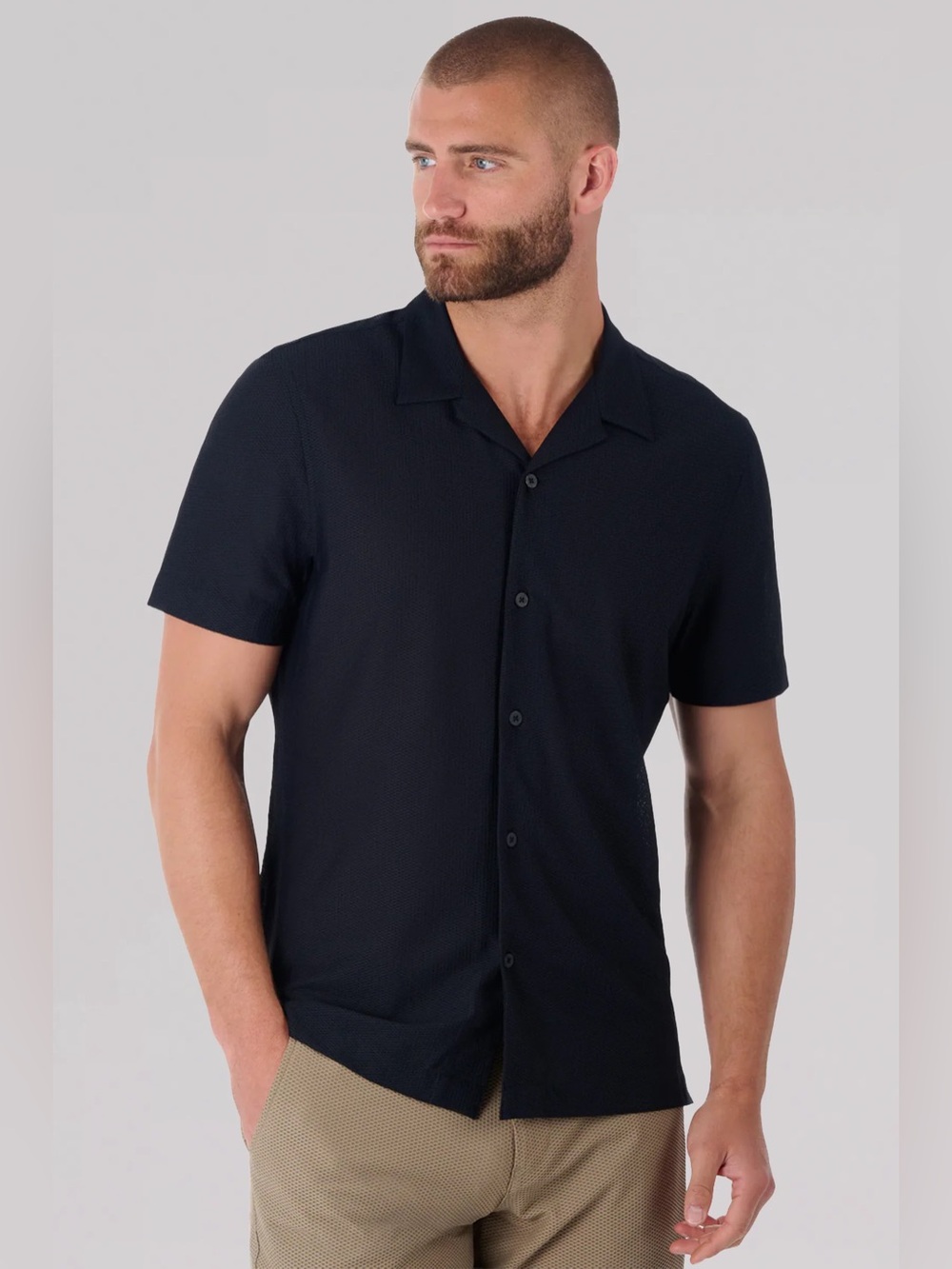 NEW Twillory mens 2XL XXL black air resort short sleeve camp collar shirt NWT